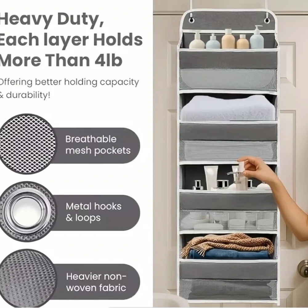 Amazon Over-the-Door Gray and White Hanging Closet Organizer